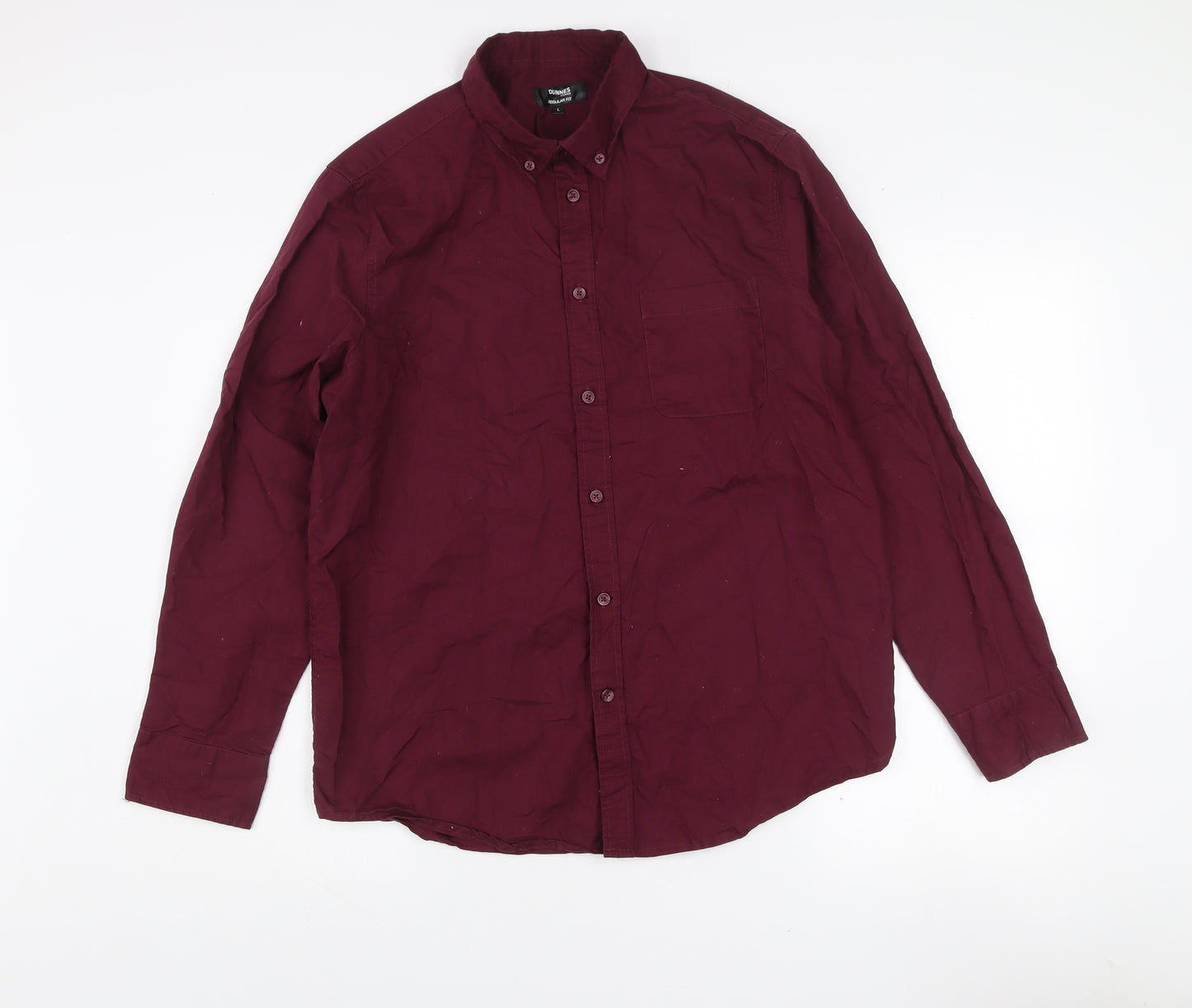 Dunnes Stores Men’s Red Regular Fit Long Sleeve Button-Up Shirt L