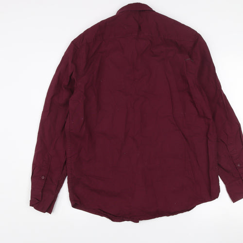 Dunnes Stores Men’s Red Regular Fit Long Sleeve Button-Up Shirt L