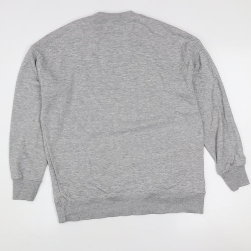 Pull & Bear Women's Grey Graphic B4N Logo Pullover Sweatshirt Size S