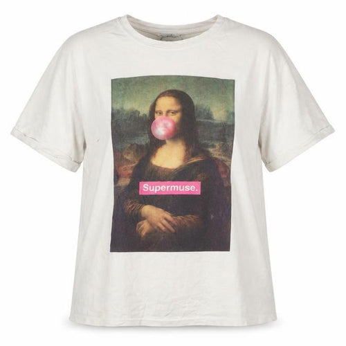 Stradivarius Women’s White Art Print Supermuse T-Shirt Size 12