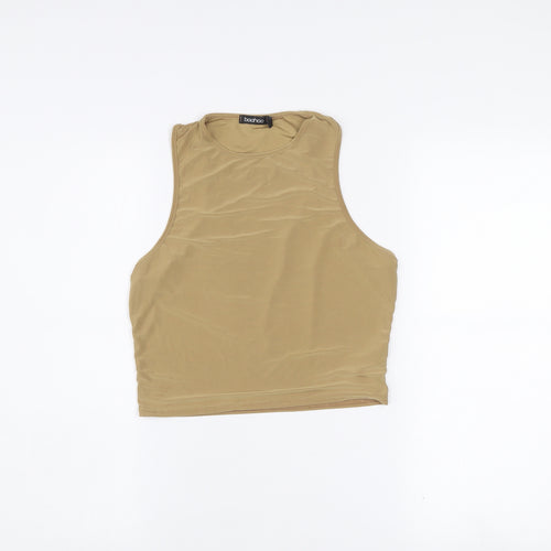 Boohoo Womens Beige Cropped Tank Top Size 16 Sleeveless Slim Fit