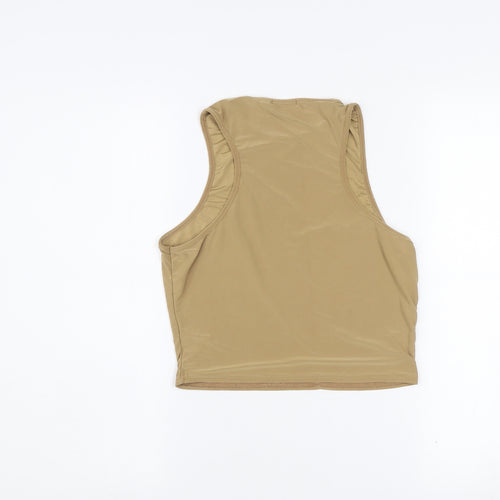 Boohoo Womens Beige Cropped Tank Top Size 16 Sleeveless Slim Fit