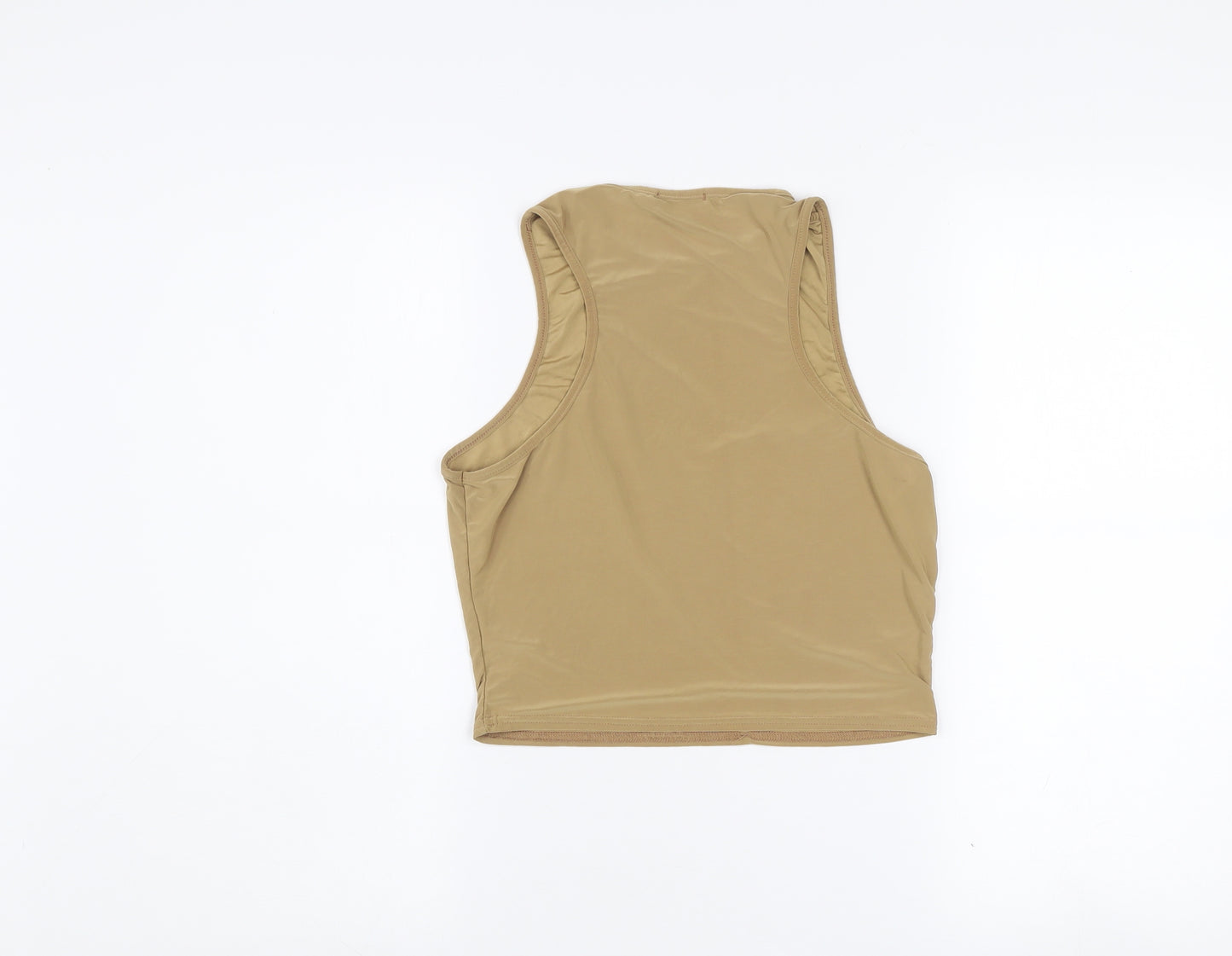 Boohoo Womens Beige Cropped Tank Top Size 16 Sleeveless Slim Fit