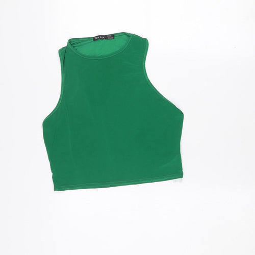 Boohoo Women’s Green Cropped Sleeveless Tank Top Size 16