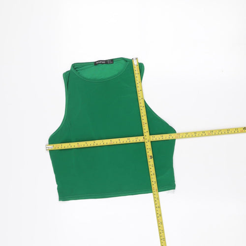 Boohoo Women’s Green Cropped Sleeveless Tank Top Size 16