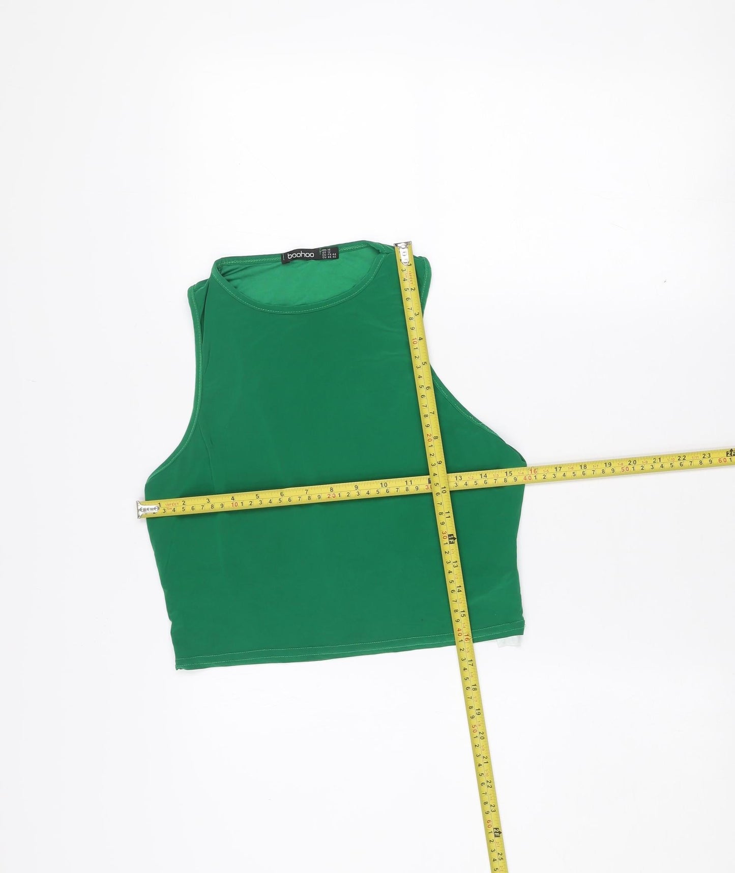 Boohoo Women’s Green Cropped Sleeveless Tank Top Size 16