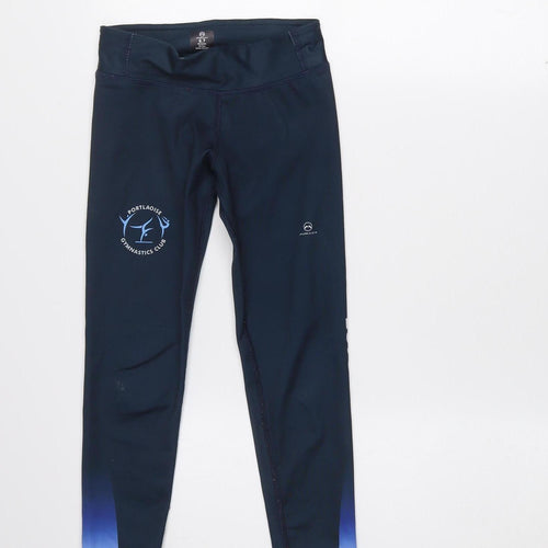 Malley Girls Blue 6-7 Years Ankle Sports Nylon Stretch Leggings