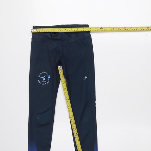 Malley Girls Blue 6-7 Years Ankle Sports Nylon Stretch Leggings