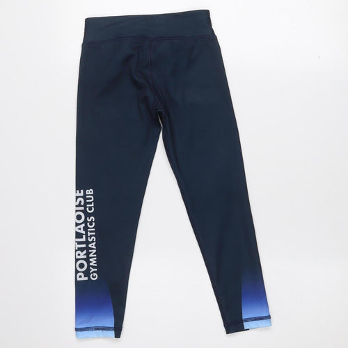 Malley Girls Blue 6-7 Years Ankle Sports Nylon Stretch Leggings