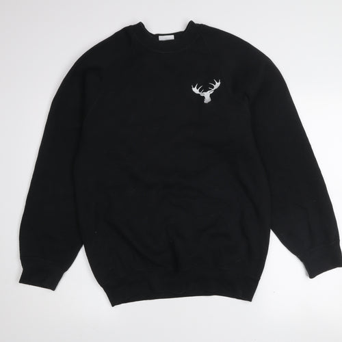 Russell Men's Black Embroidered Crew Neck Pullover Sweatshirt M