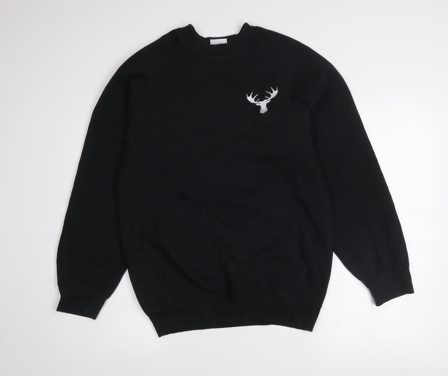 Russell Men's Black Embroidered Crew Neck Pullover Sweatshirt M