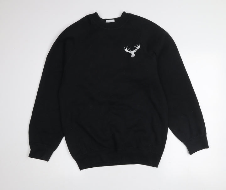Russell Men's Black Embroidered Crew Neck Pullover Sweatshirt M