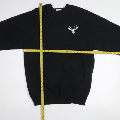 Russell Men's Black Embroidered Crew Neck Pullover Sweatshirt M