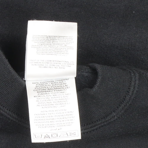 Russell Men's Black Embroidered Crew Neck Pullover Sweatshirt M