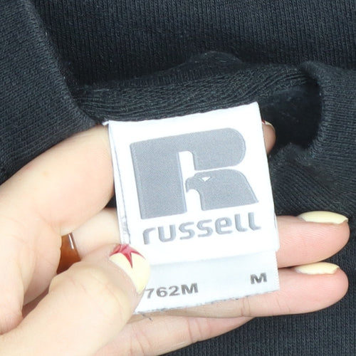 Russell Men's Black Embroidered Crew Neck Pullover Sweatshirt M