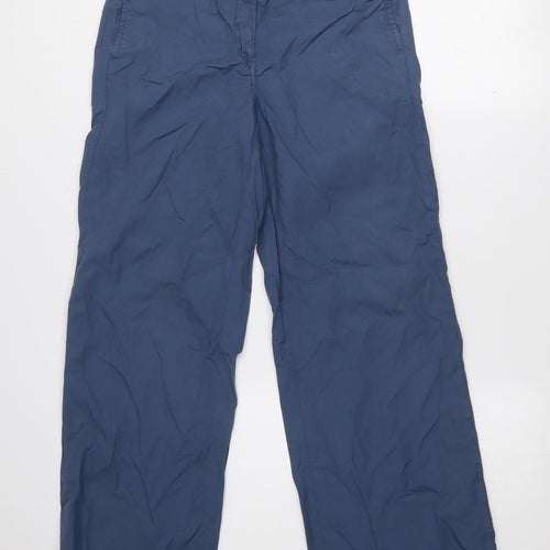 Pablo Women's Blue Size 14 Wide-Leg Cotton Blend Trousers