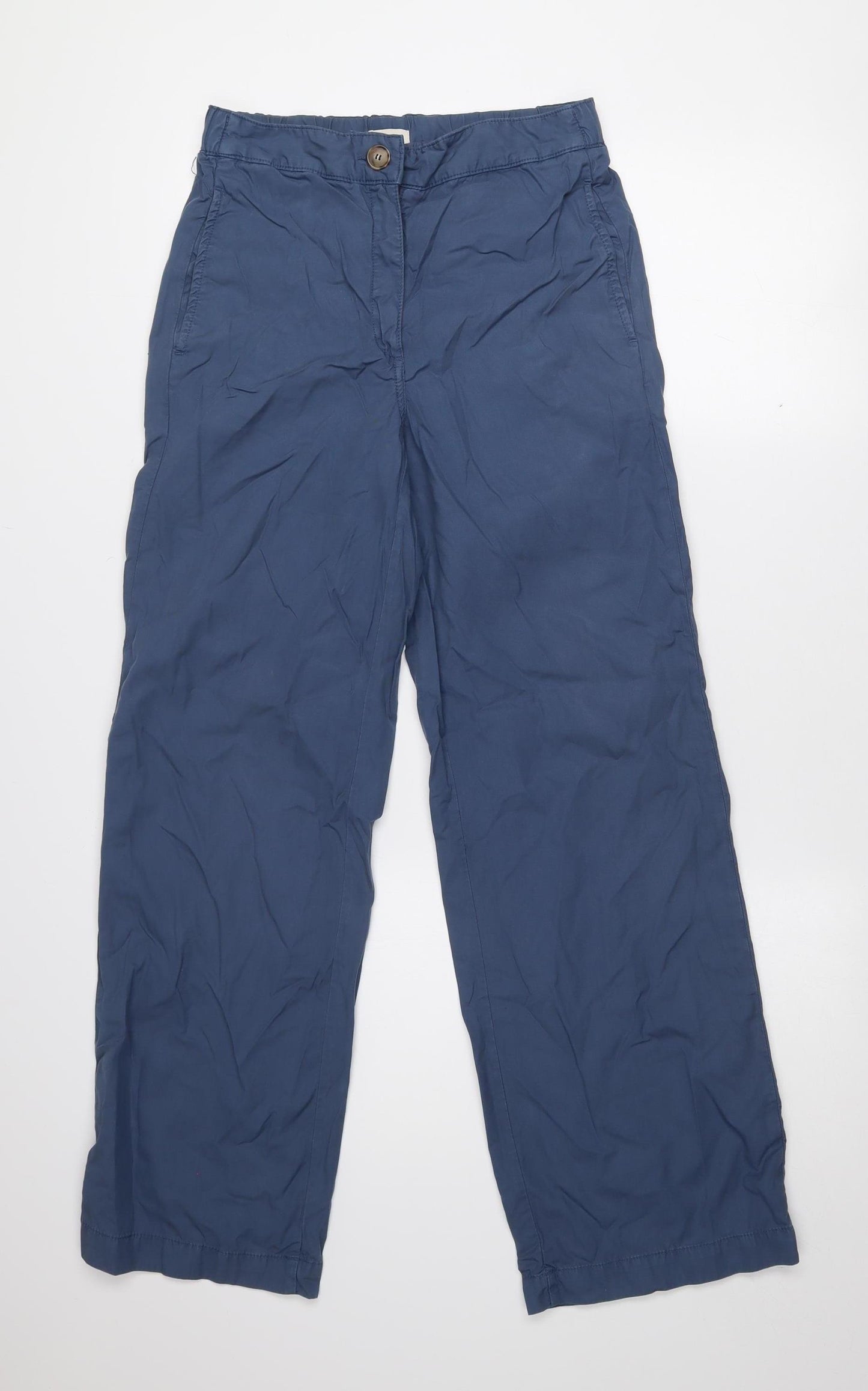 Pablo Women's Blue Size 14 Wide-Leg Cotton Blend Trousers