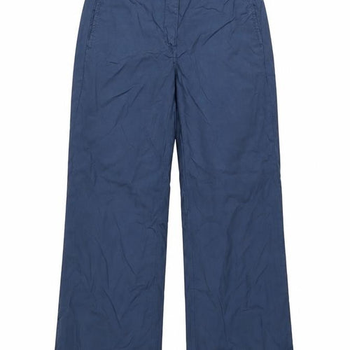 Pablo Women's Blue Size 14 Wide-Leg Cotton Blend Trousers