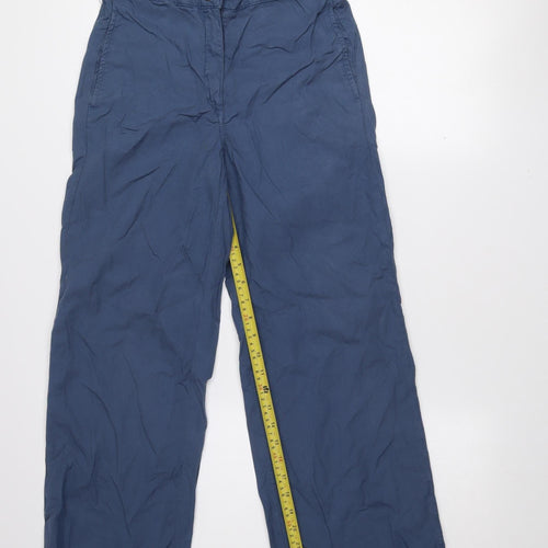 Pablo Women's Blue Size 14 Wide-Leg Cotton Blend Trousers