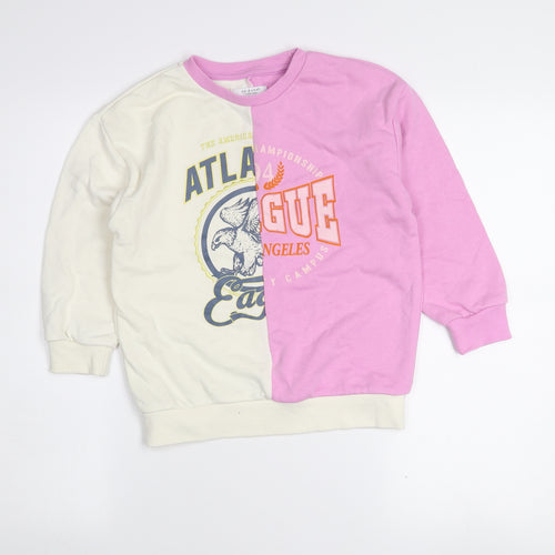 Primark Girls Multicoloured 7-8 Years Colourblock Pullover Sweatshirt