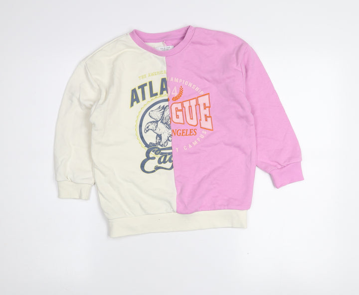 Primark Girls Multicoloured 7-8 Years Colourblock Pullover Sweatshirt
