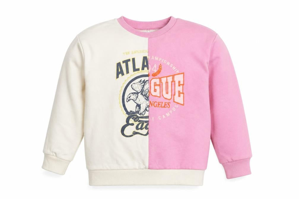 Front view of Primark girls’ multicoloured 7-8 years colourblock pullover sweatshirt