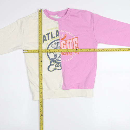 Primark Girls Multicoloured 7-8 Years Colourblock Pullover Sweatshirt