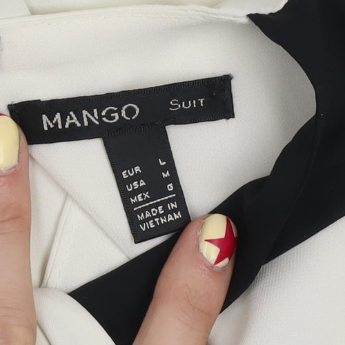 Mango Women Ivory Sleeveless High Neck Chiffon Blouse Size 14