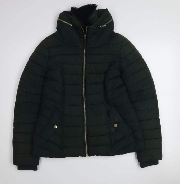 Oasis Women’s Green Puffer Jacket S Polyester Winter Coat