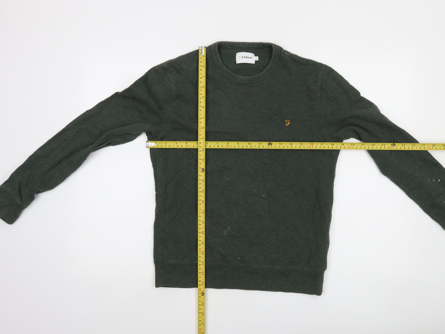 Farah Men's Green Crew Neck Cotton Sweatshirt Size S