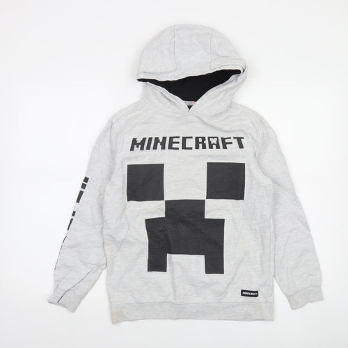 JINX Minecraft Boys Grey Pullover Hoodie 12-13 Years Creeper Design