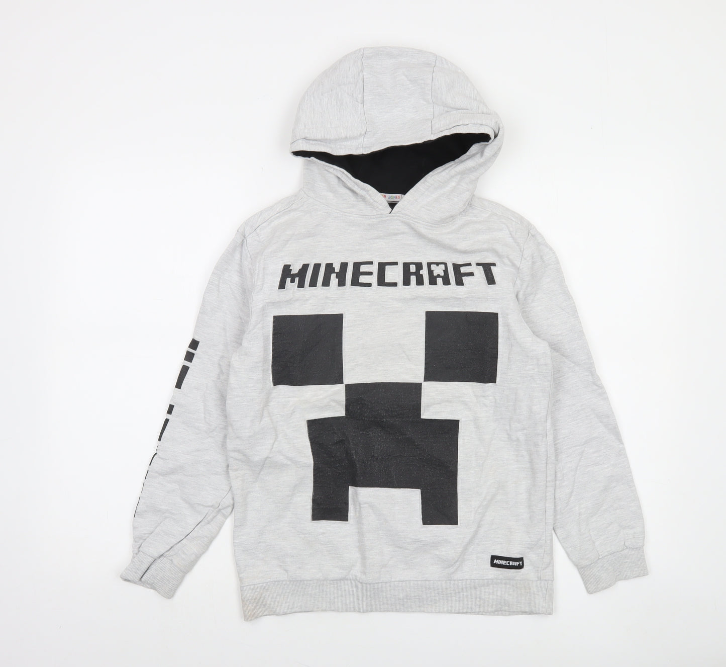 JINX Minecraft Boys Grey Pullover Hoodie 12-13 Years Creeper Design