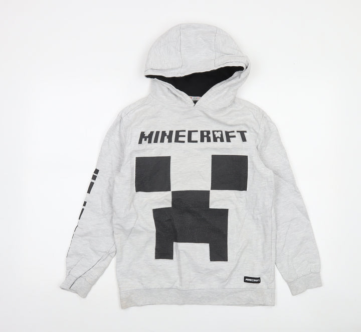 JINX Minecraft Boys Grey Pullover Hoodie 12-13 Years Creeper Design