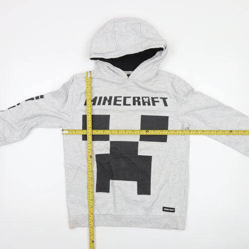 JINX Minecraft Boys Grey Pullover Hoodie 12-13 Years Creeper Design