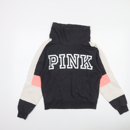 Victoria's Secret PINK Women's Grey Colourblock Pullover Sweatshirt XS