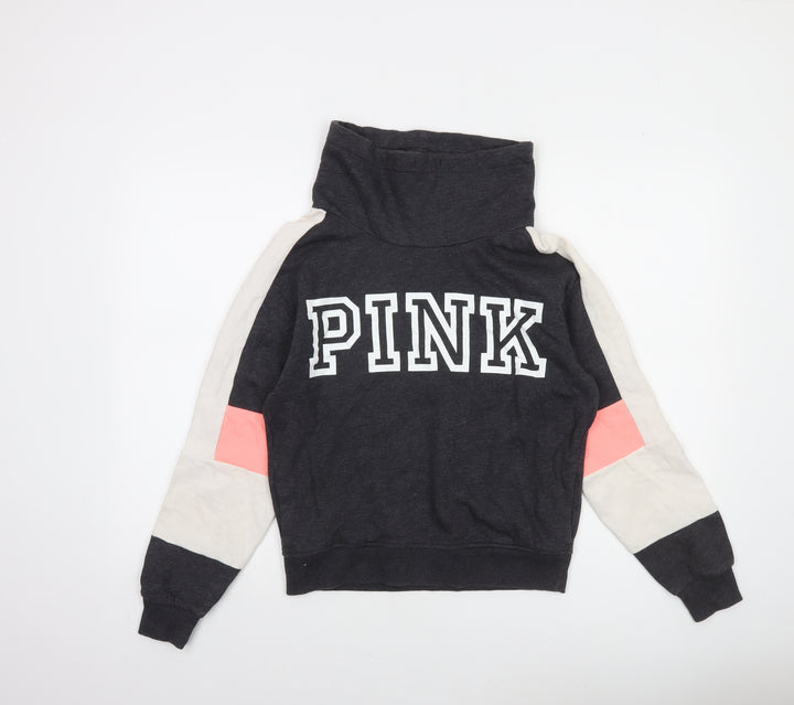Victoria's Secret PINK Women's Grey Colourblock Pullover Sweatshirt XS
