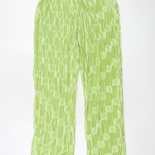 SHEIN Womens Green XS Pleated Satin Trousers Lightweight Casual