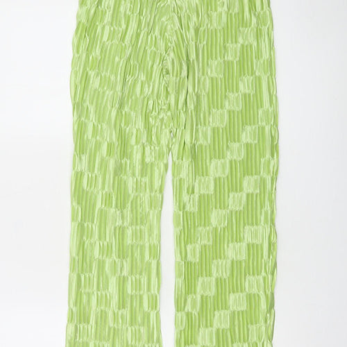 SHEIN Womens Green XS Pleated Satin Trousers Lightweight Casual