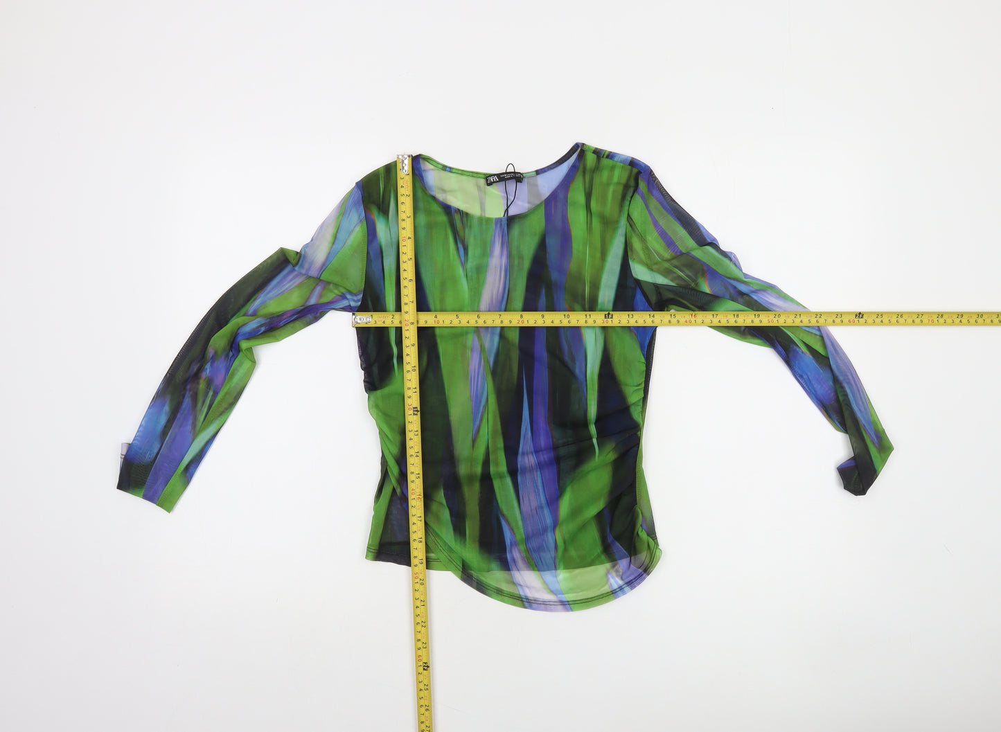 Zara Women Multicoloured Mesh Long Sleeve Slim Fit Blouse Size 12