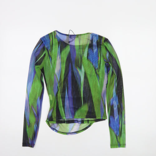 Zara Women Multicoloured Mesh Long Sleeve Slim Fit Blouse Size 12