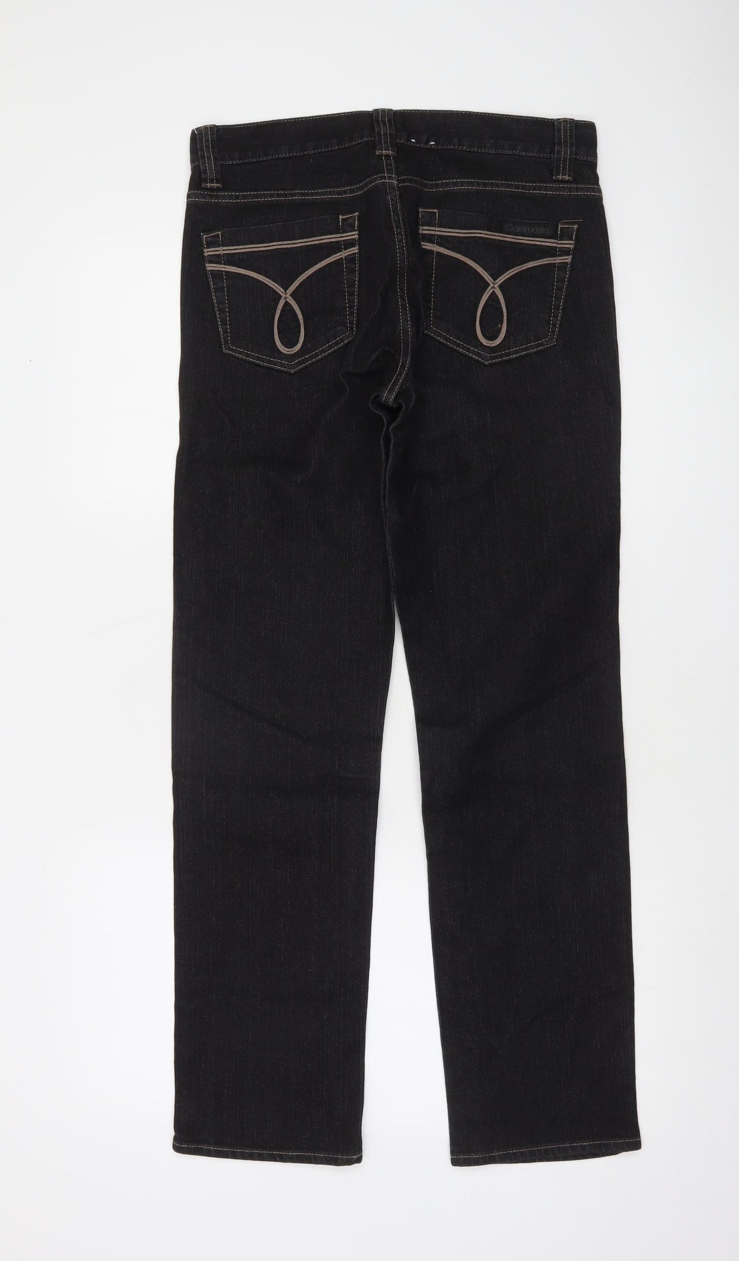 Calvin Klein Womens Black Straight Leg Jeans Size 6 Slim Fit Denim