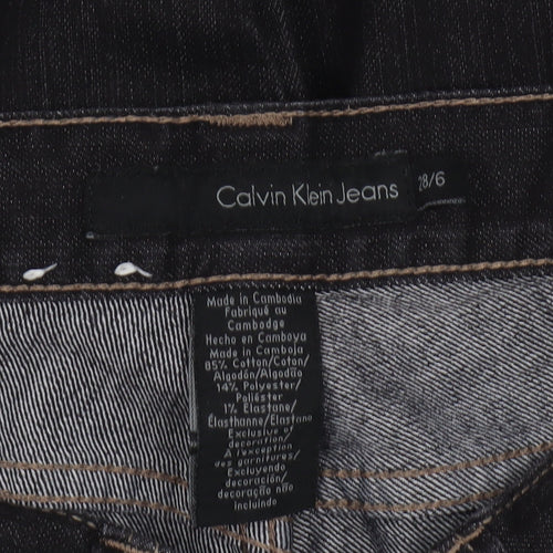 Calvin Klein Womens Black Straight Leg Jeans Size 6 Slim Fit Denim