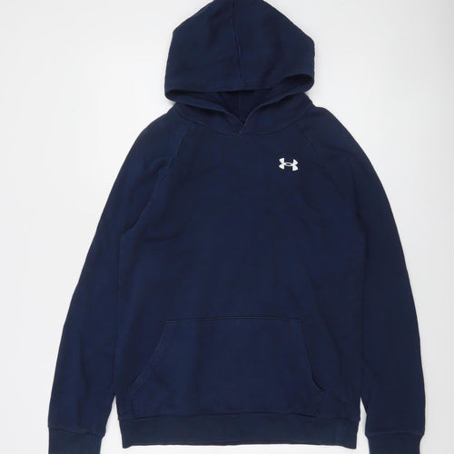Under Armour Boys Blue Pullover Hoodie YXL Loose Fit Cotton Blend