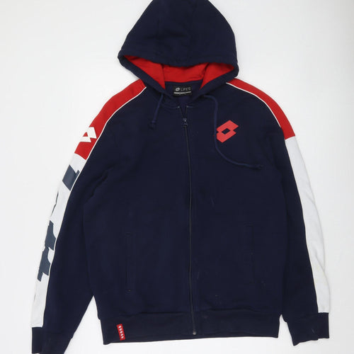 Lotto Men’s Blue Red White Full Zip Sports Hoodie Size M