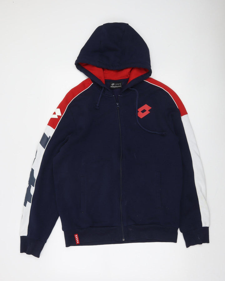 Lotto Men’s Blue Red White Full Zip Sports Hoodie Size M