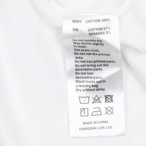 Unknown LDN Women White XS Pullover Sweatshirt Rhinestone Logo