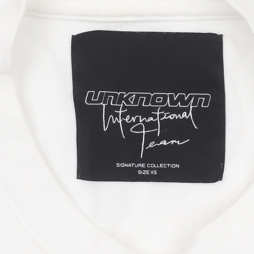 Unknown LDN Women White XS Pullover Sweatshirt Rhinestone Logo