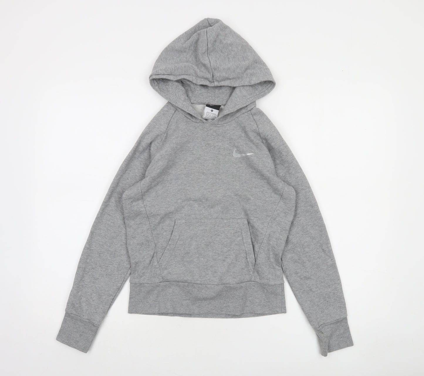 Nike Boys Grey Pullover Hoodie 10-12 Years Cotton Blend Fleece
