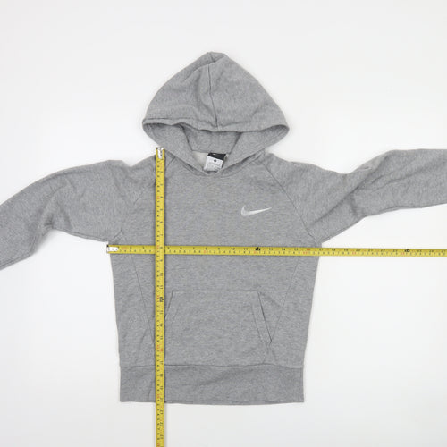 Nike Boys Grey Pullover Hoodie 10-12 Years Cotton Blend Fleece