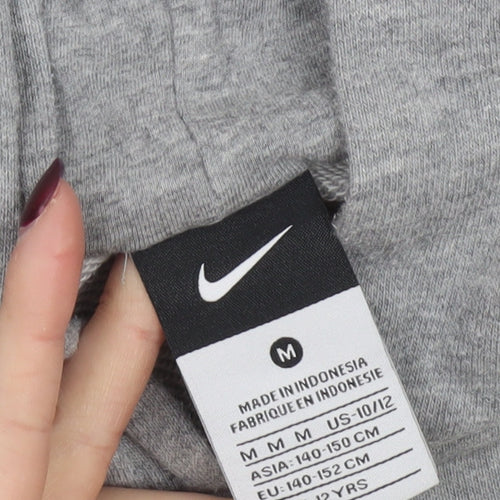 Nike Boys Grey Pullover Hoodie 10-12 Years Cotton Blend Fleece